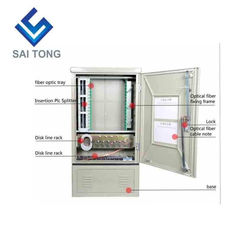 SaiTong FTTH 144 Core fiber distribution hub cabinet SMC Material waterproof outdoor access 144 fiber optic cabinet