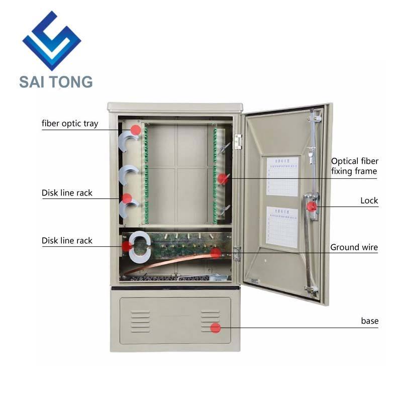 SaiTong FTTH 144 Core cross connect cabinet of telecom equipment SMC outdoor waterproof IP55 144 core fiber optic cabinets ODF