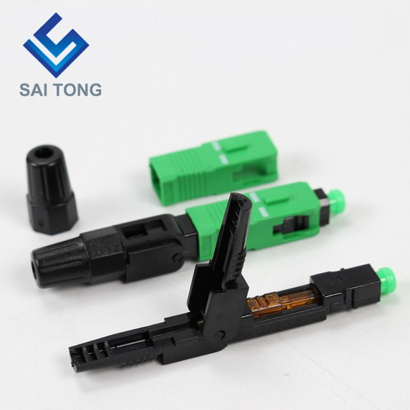 SC APC single mode green blue field assembly optical fast connector fiber optic quick connector for ftth drop cable