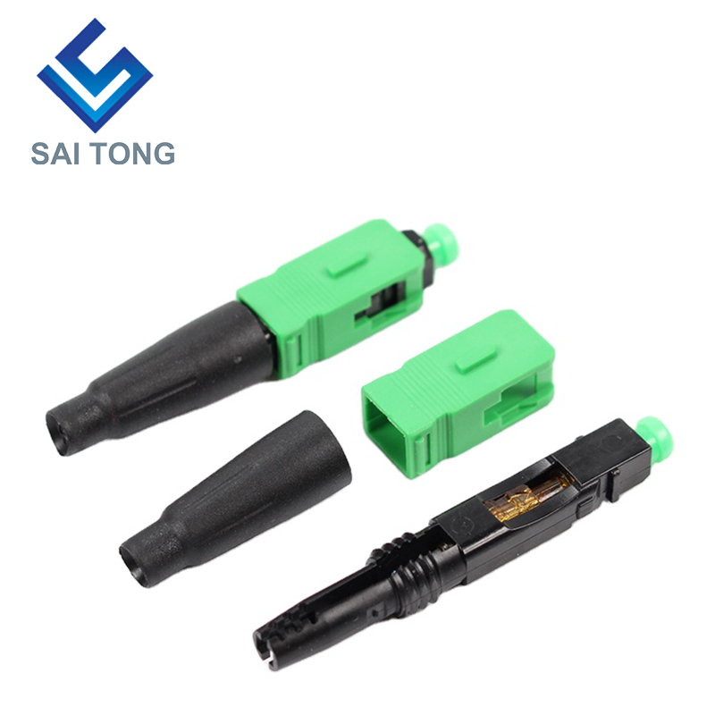 FTTH Fiber Saitong Optic Fast connector sc apc green color fiber cable fast connector Quick Connector Field assembly Singlemode